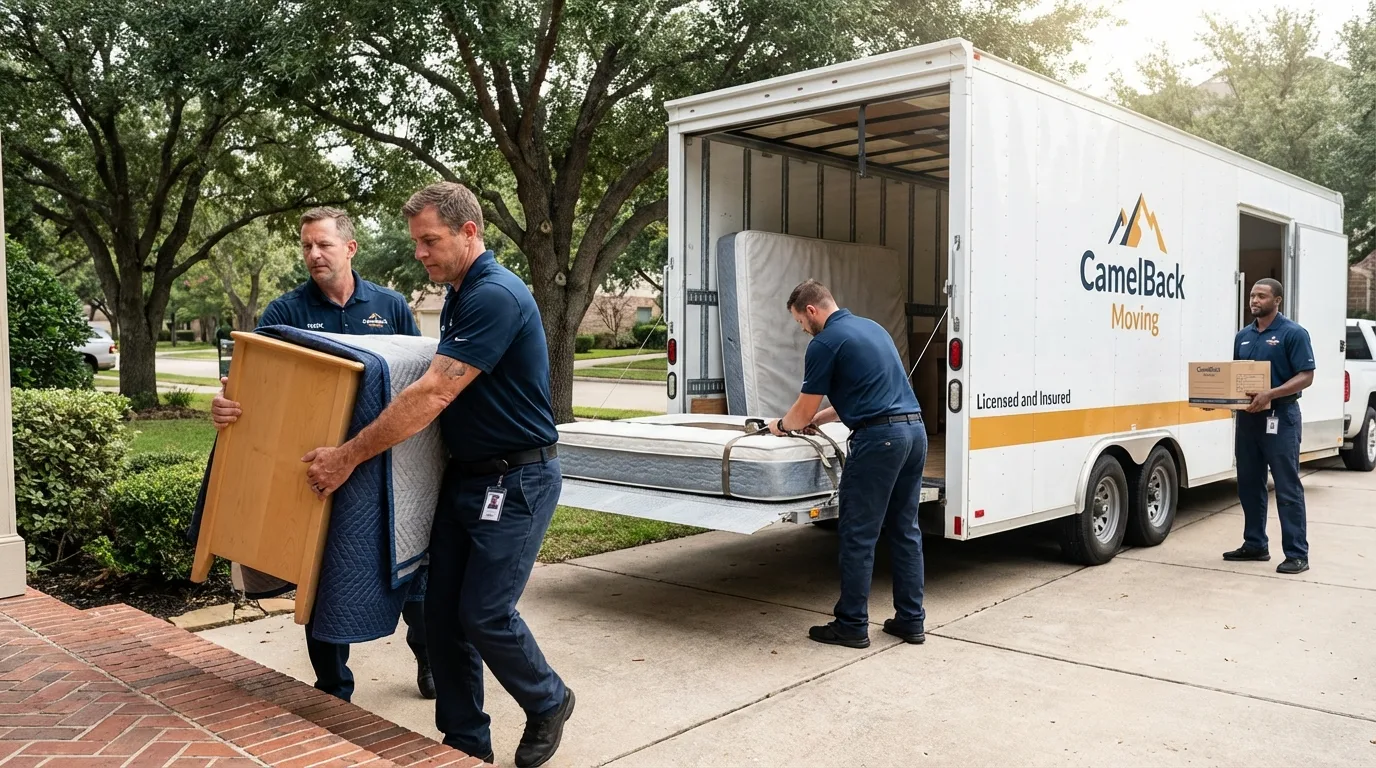 Crew loading residential truck for cross-state move from Adamsville, AL