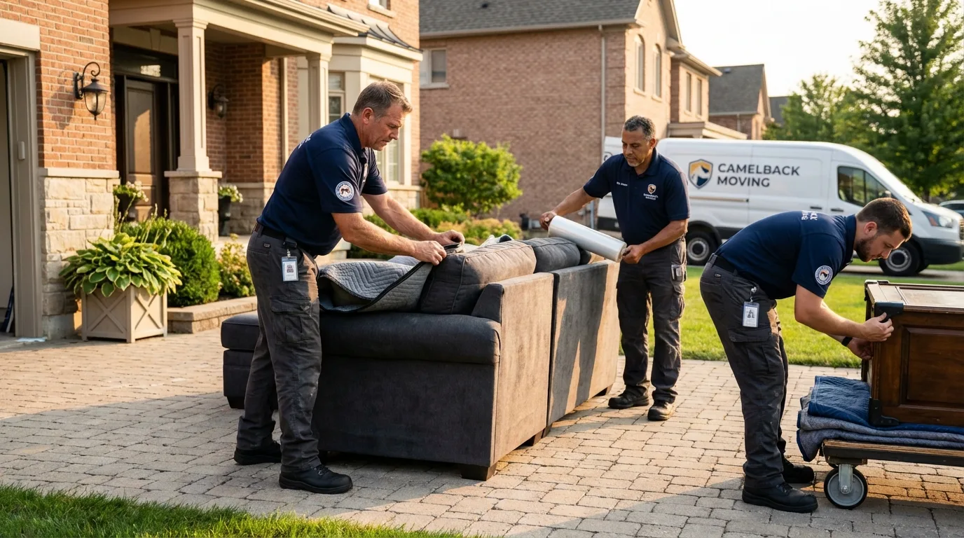 Large estate moving crew wrapping furniture in Adamsville, AL