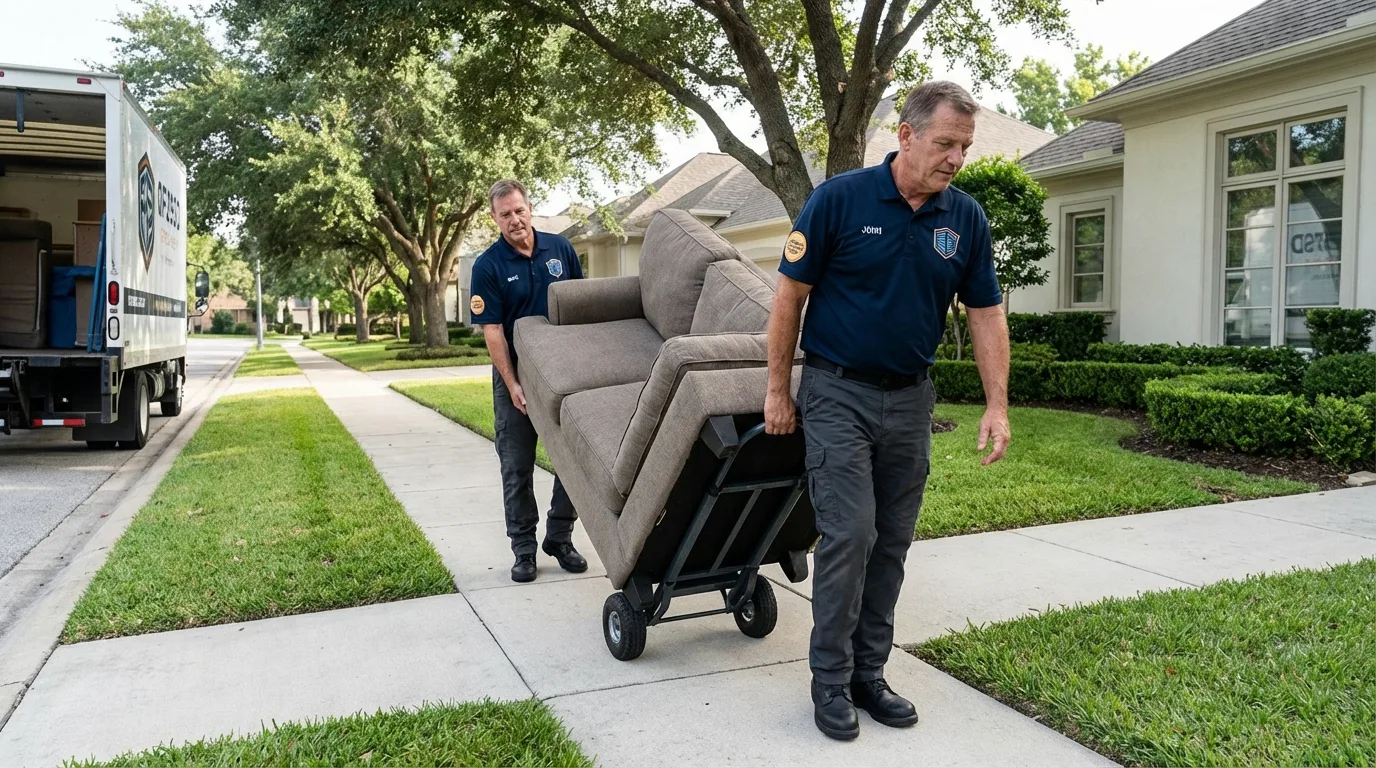 Local residential moving crew loading furniture in Adamsville, AL